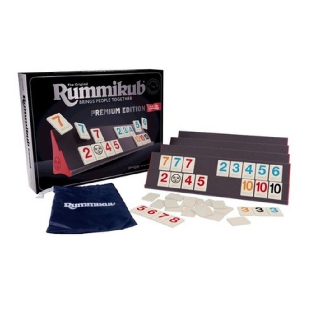 Pressman Rummikub Premium Edition Strategy Board Game Curved Racks and Tiles